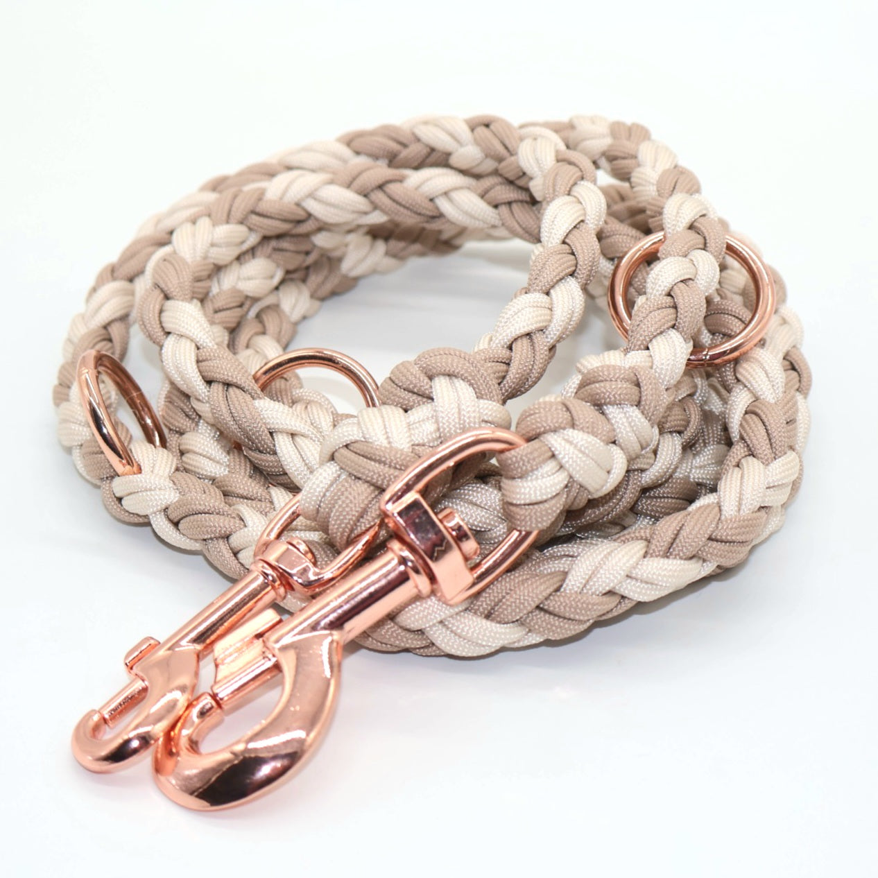 Hand-braided Paracord Leash *Mocca-Cream*