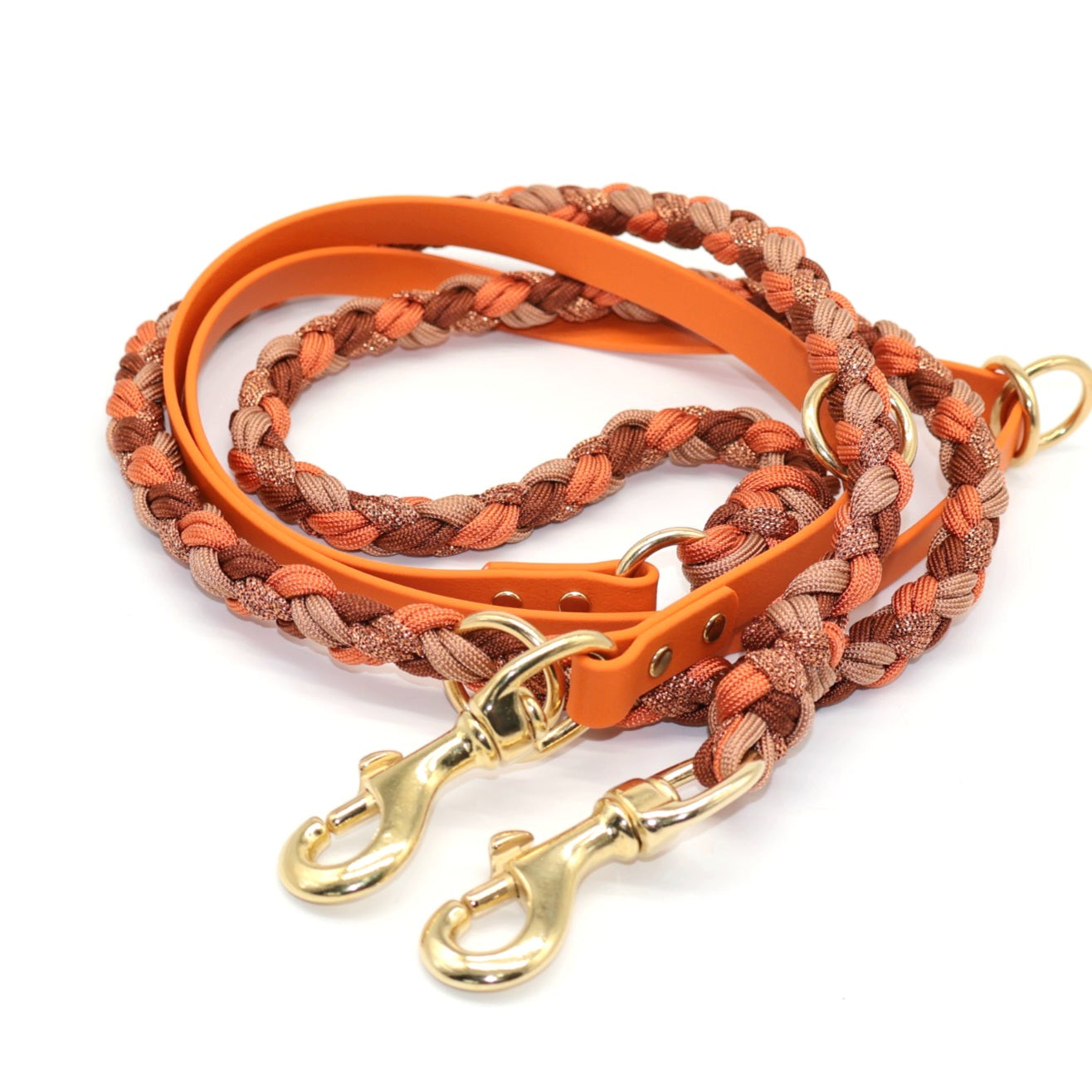 Paracord x Biothane Leash *Squirrel & Bronze & Copper Glitter & Rust*