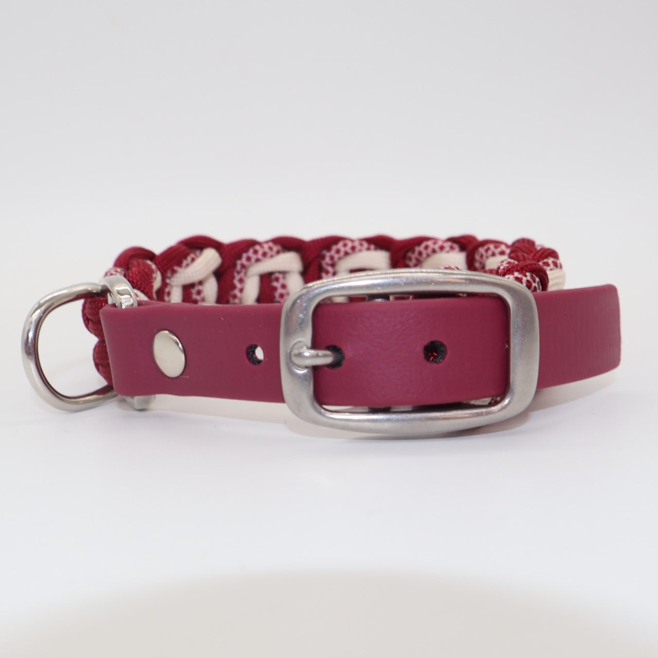 Paracord braided collar *Burgundy & Cream*