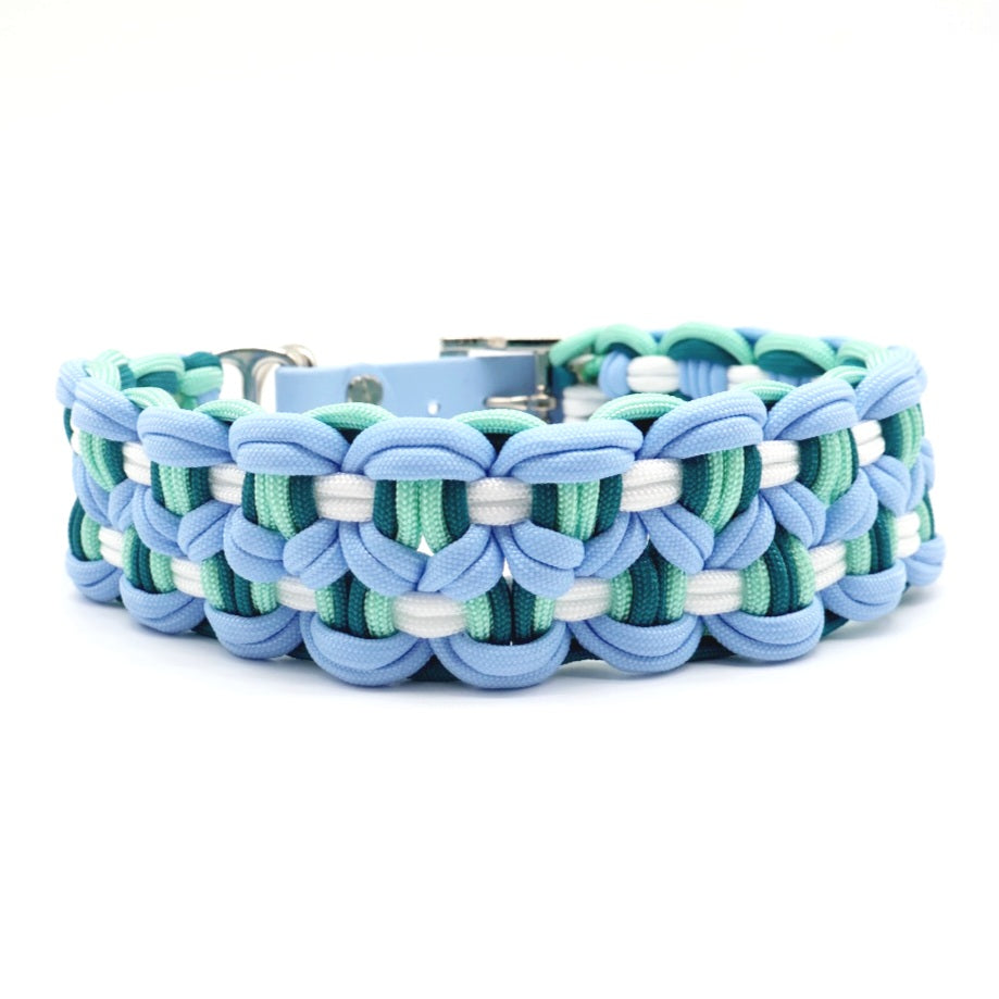 Paracord Collar Wide Braided *Petrol-Mint-Polar*