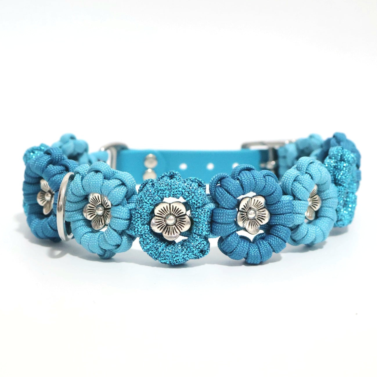 Flower Necklace *Turquoise-Blue-Glitter*
