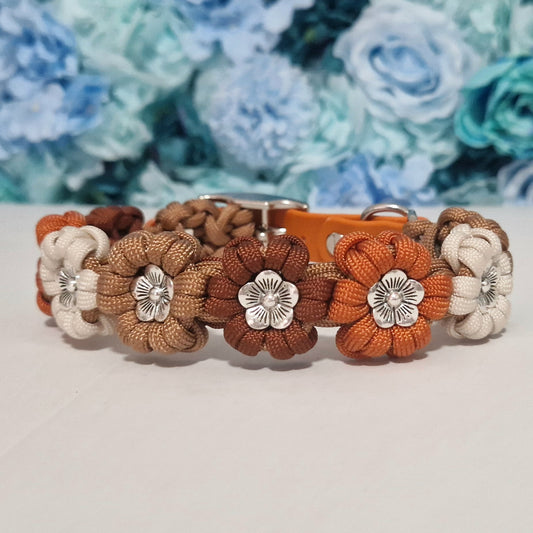 Blumen Halsband *Squirrel & Creme & Bronze & Rost *