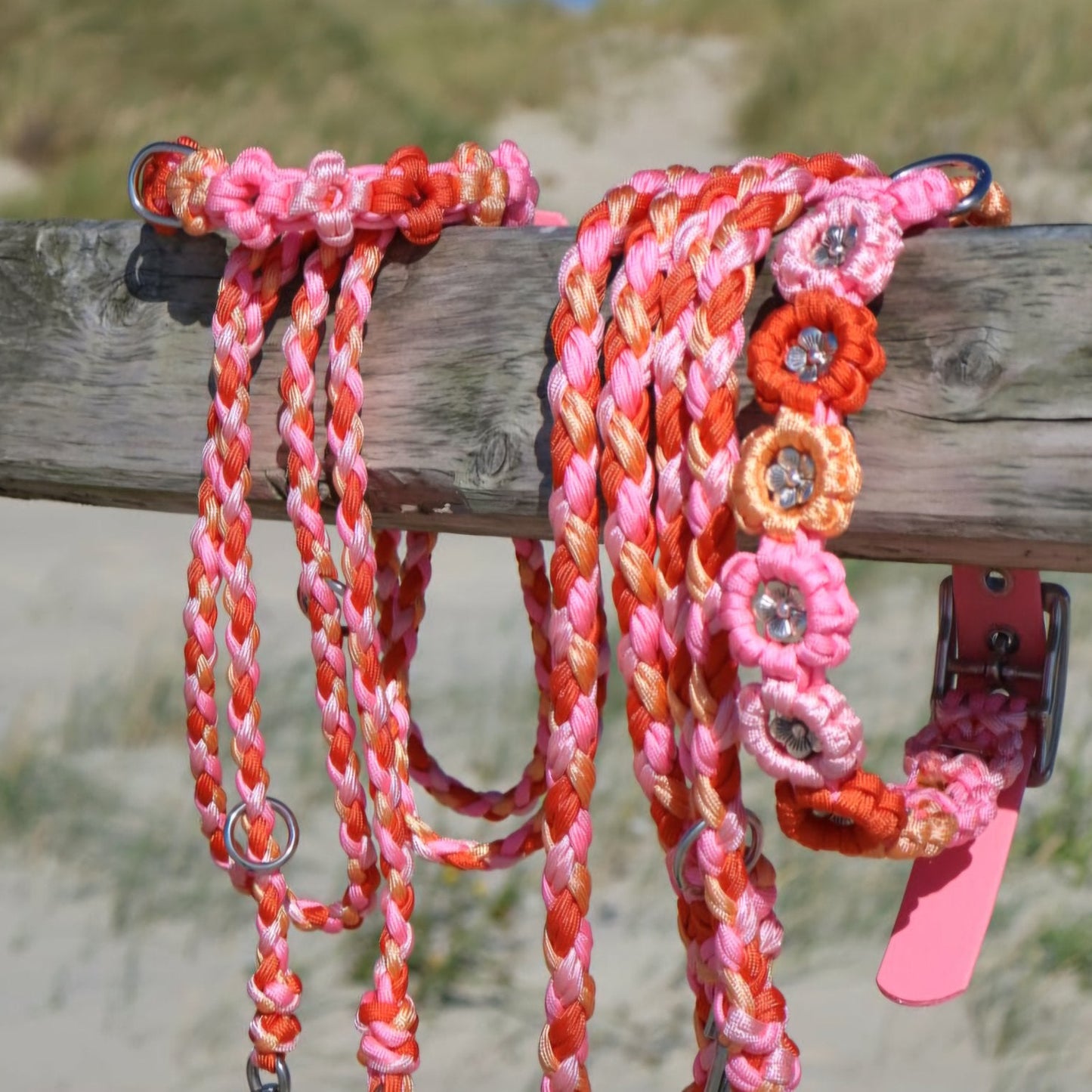 Blumen Halsband *Rosa & Orange*