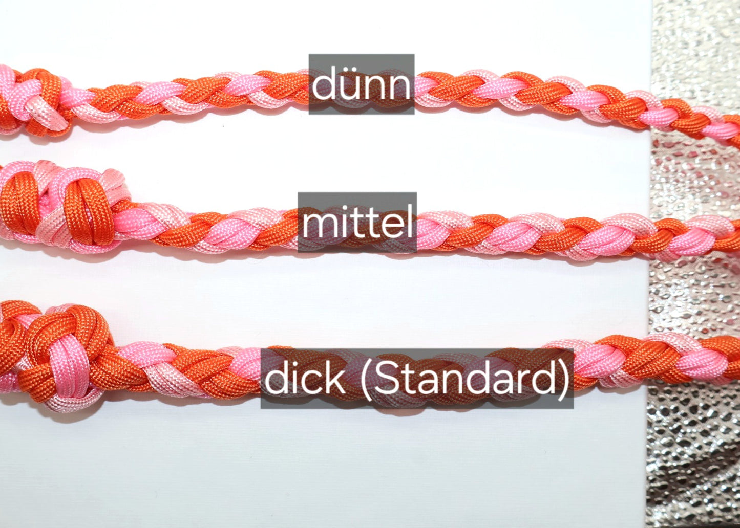 Handgeflochtene Paracord Leine *Rosa & Orangex2*