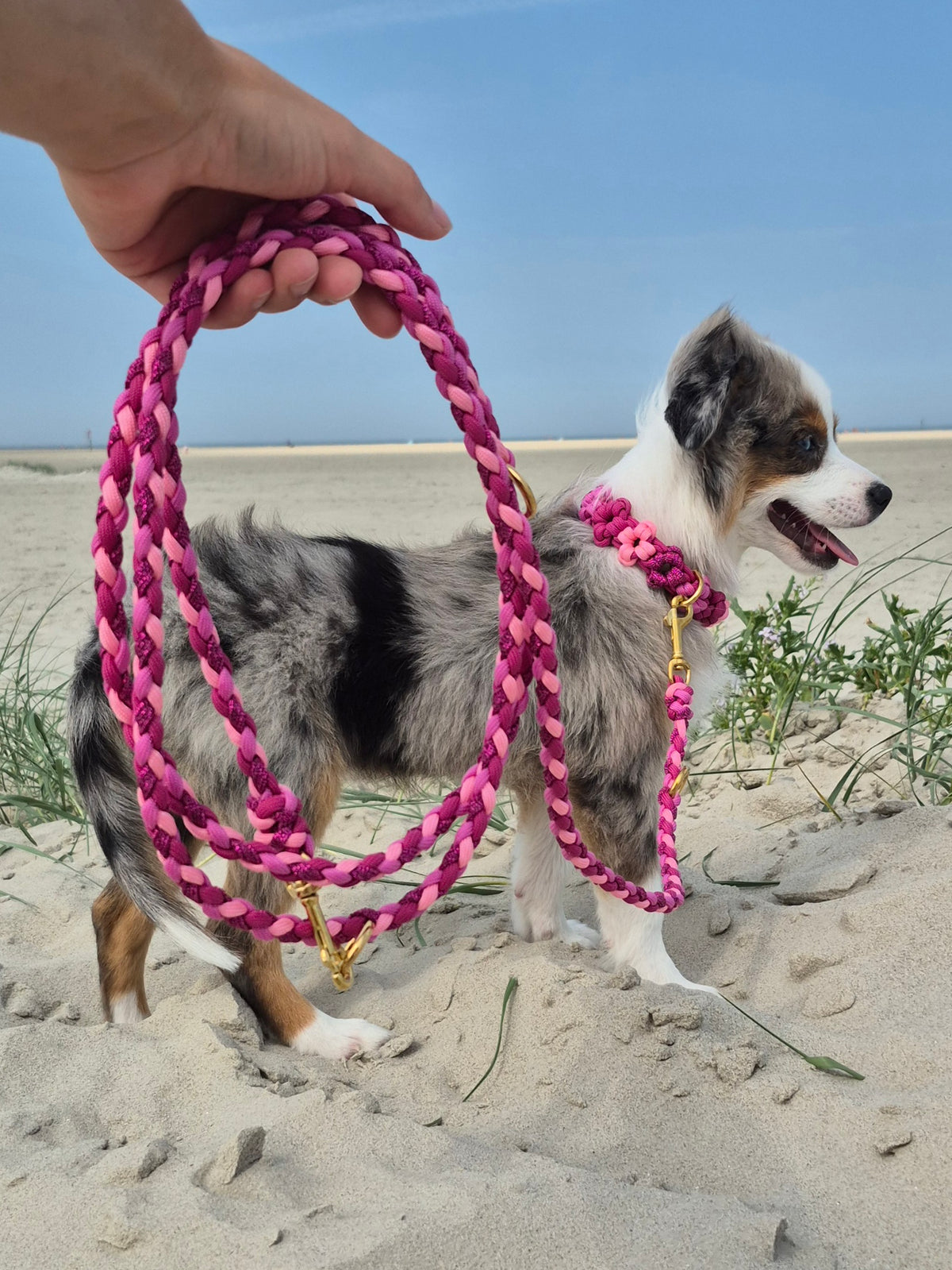 Handgeflochene Paracordleine *Pink Mix Glitzer*