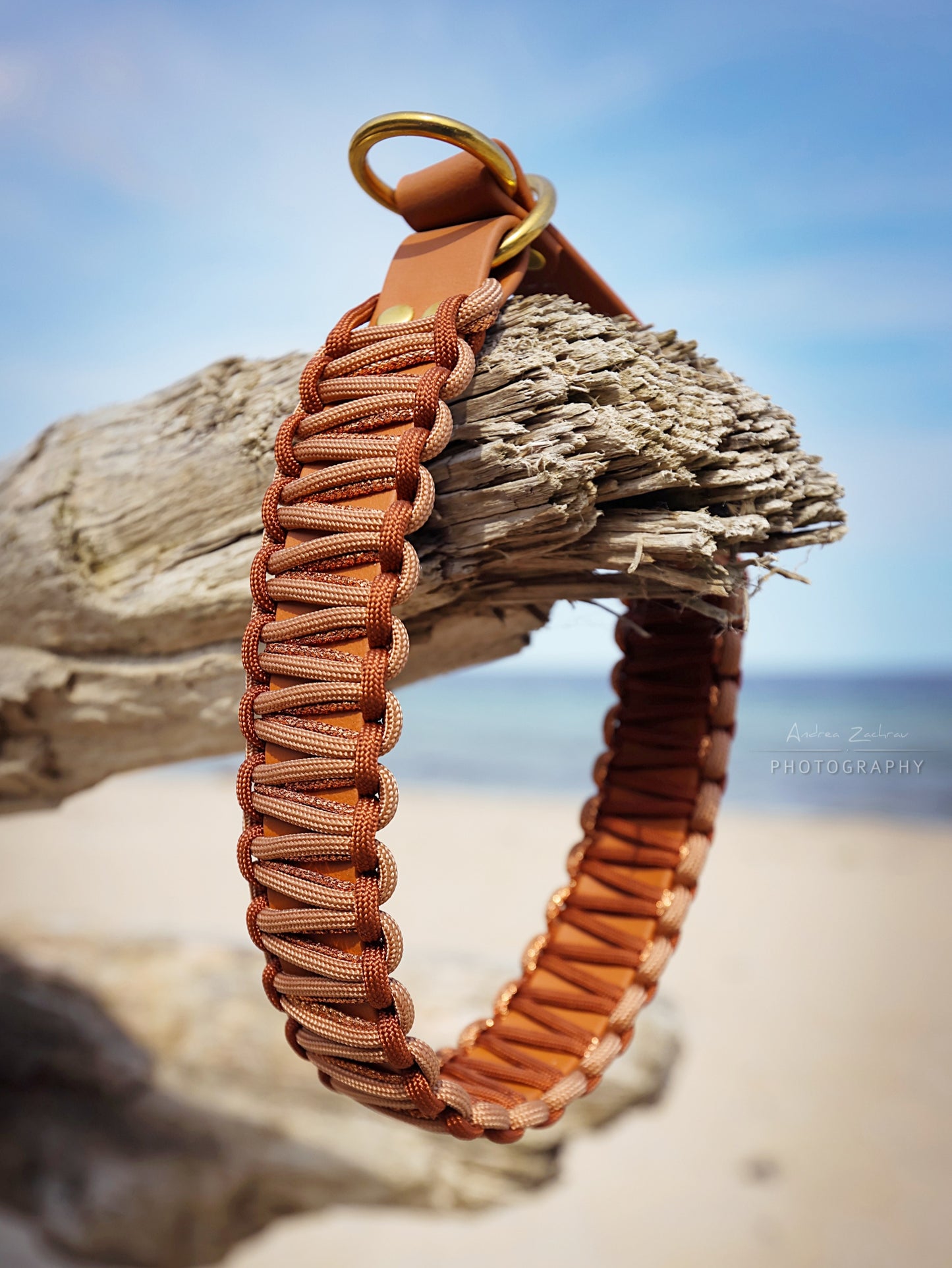 Zugstopp Halsband Biothane & Paracord *Bronze & Rost & Kupfer Glitzer*