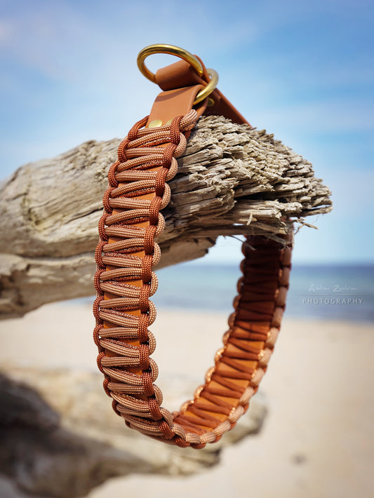 Zugstopp Halsband Biothane & Paracord *Bronze & Rost & Kupfer Glitzer*