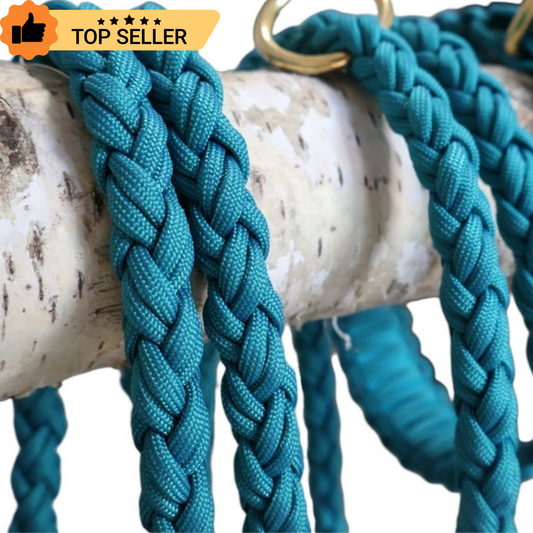 Handgeflochtene Paracord Leine *Petrol*