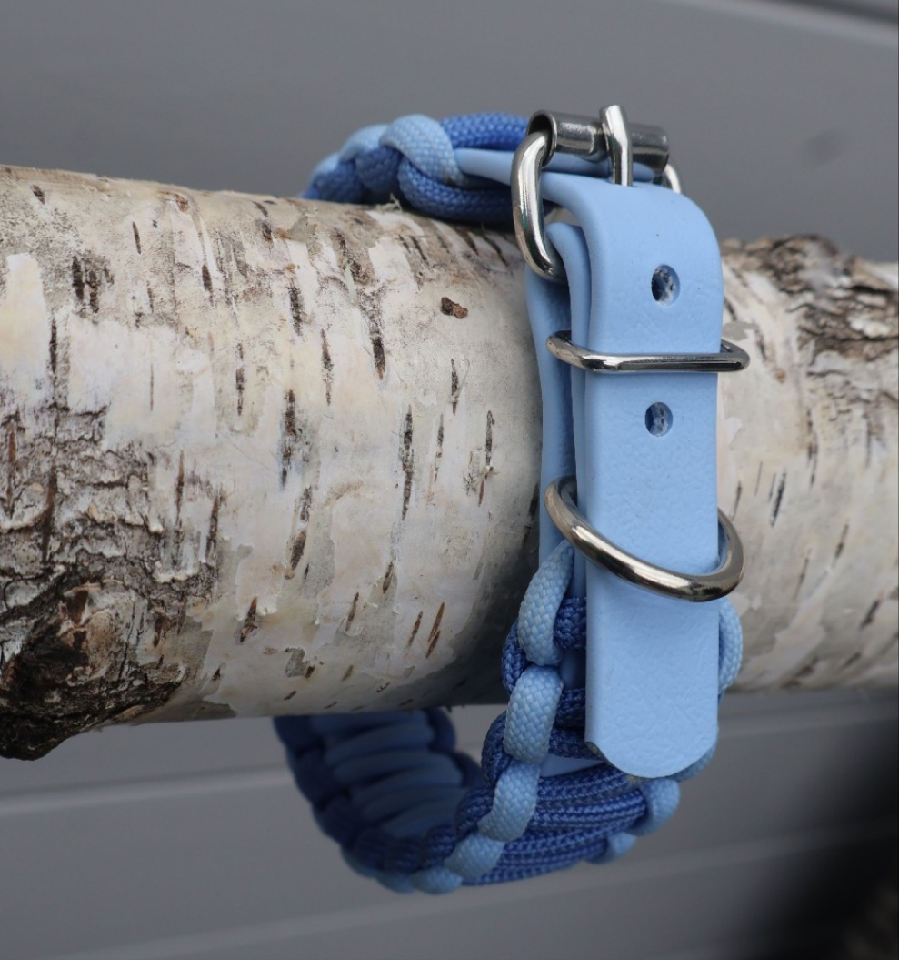 Collar Biothane &amp; Paracord *Polar+Power Blue*