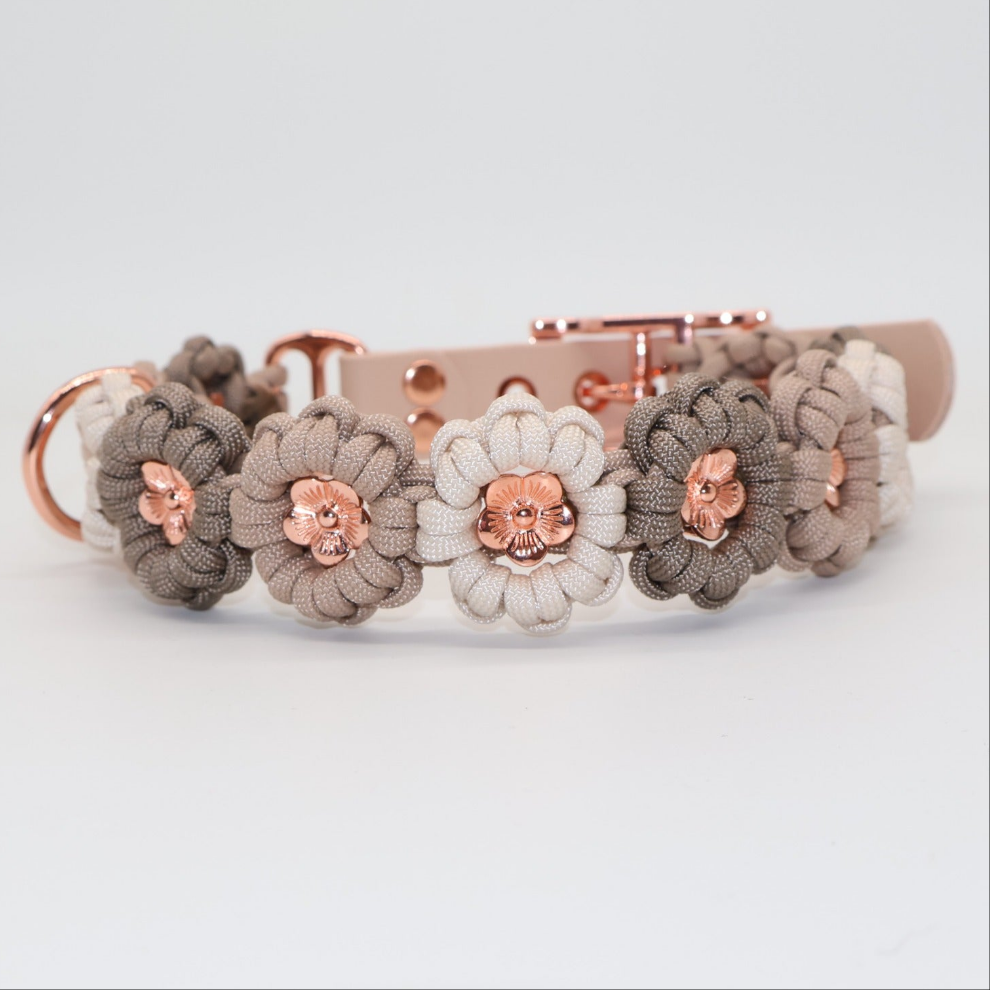 Blumen Halsband *Tan & Mocca & Creme*