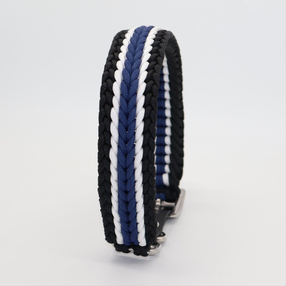 Paracord Halsband Breit geflochten *Schwarz & Galaxyblau & Weiß*