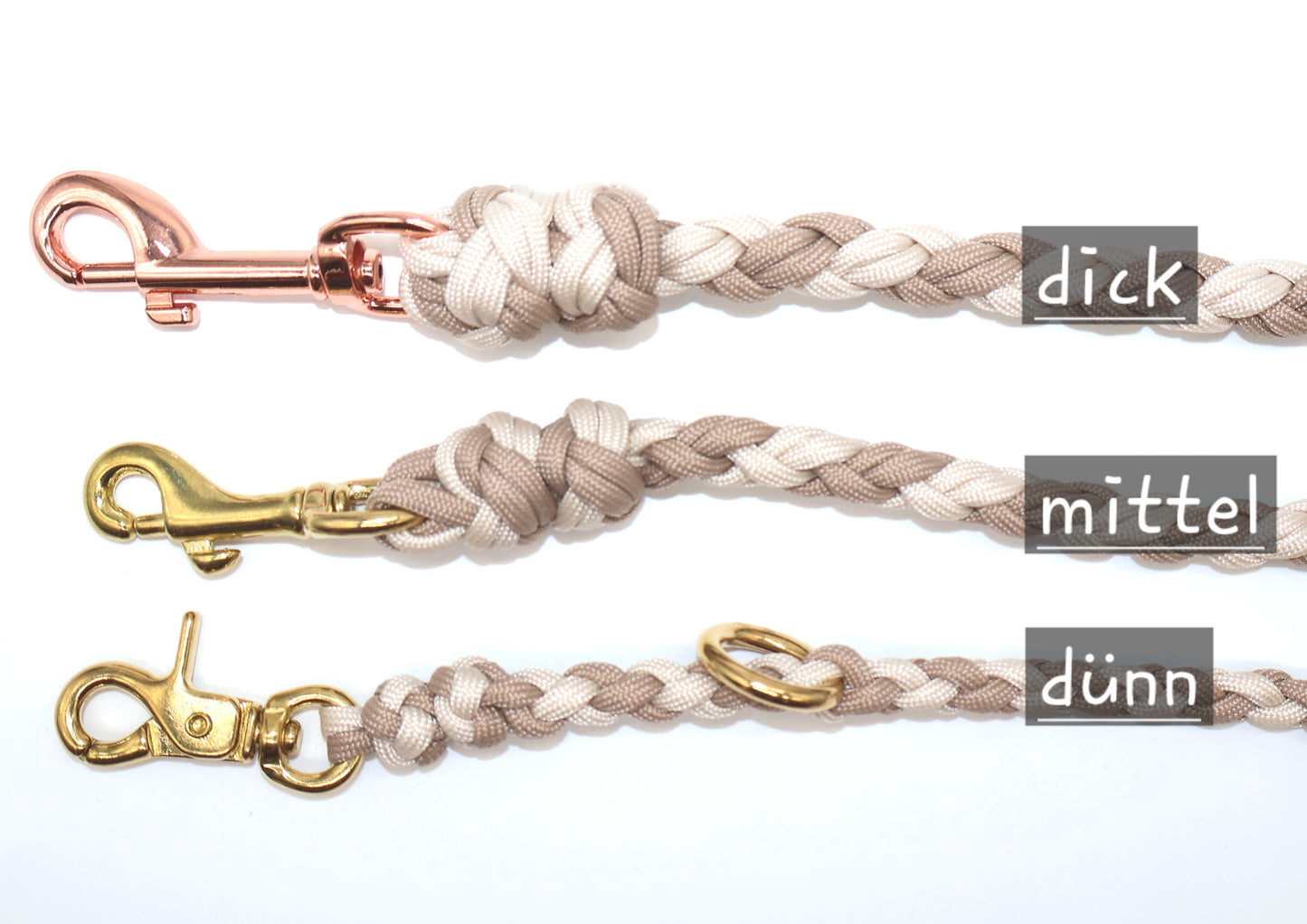 Handgeflochtene Paracord Leine *Mocca-Creme*