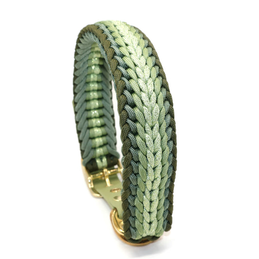 Paracord Halsband Breit geflochten *Oliv & Guacamole*