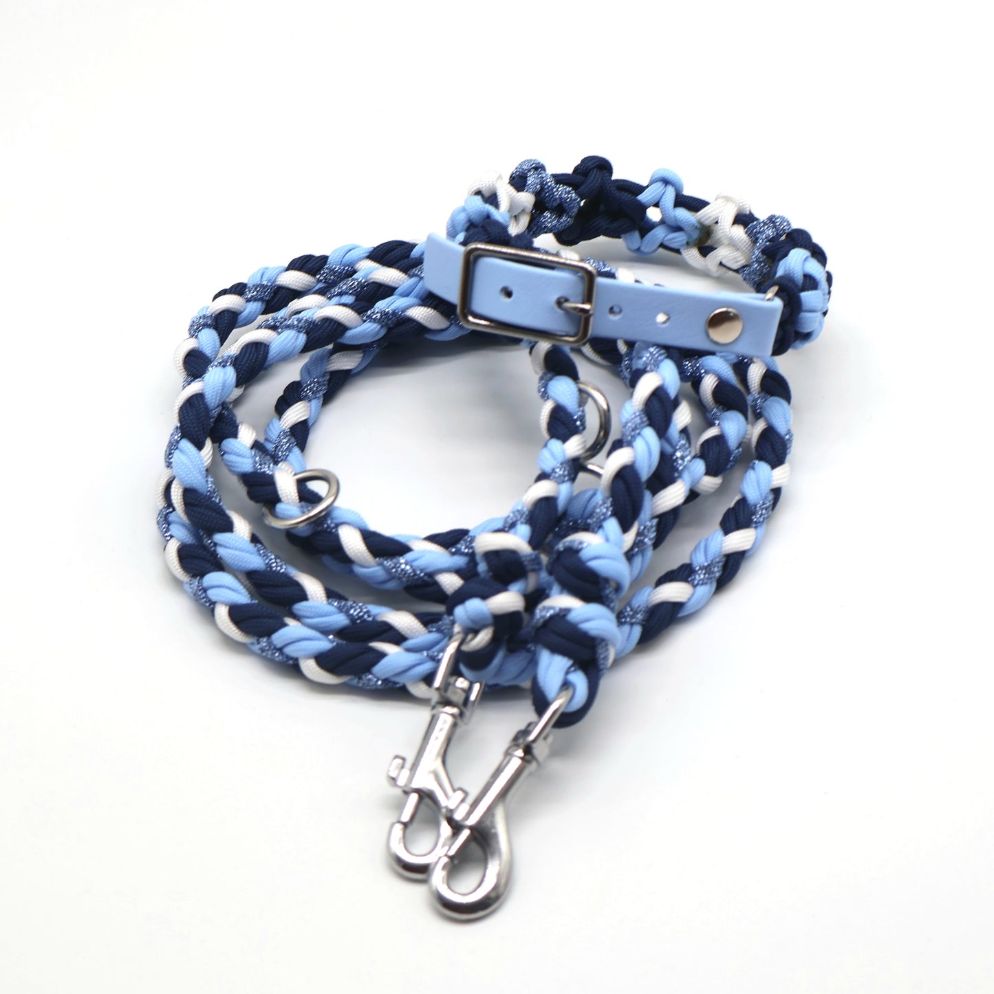 Mini Blumen Halsband *Polarblau & Galaxyblau & Weiß & Eisblau Glitzer*