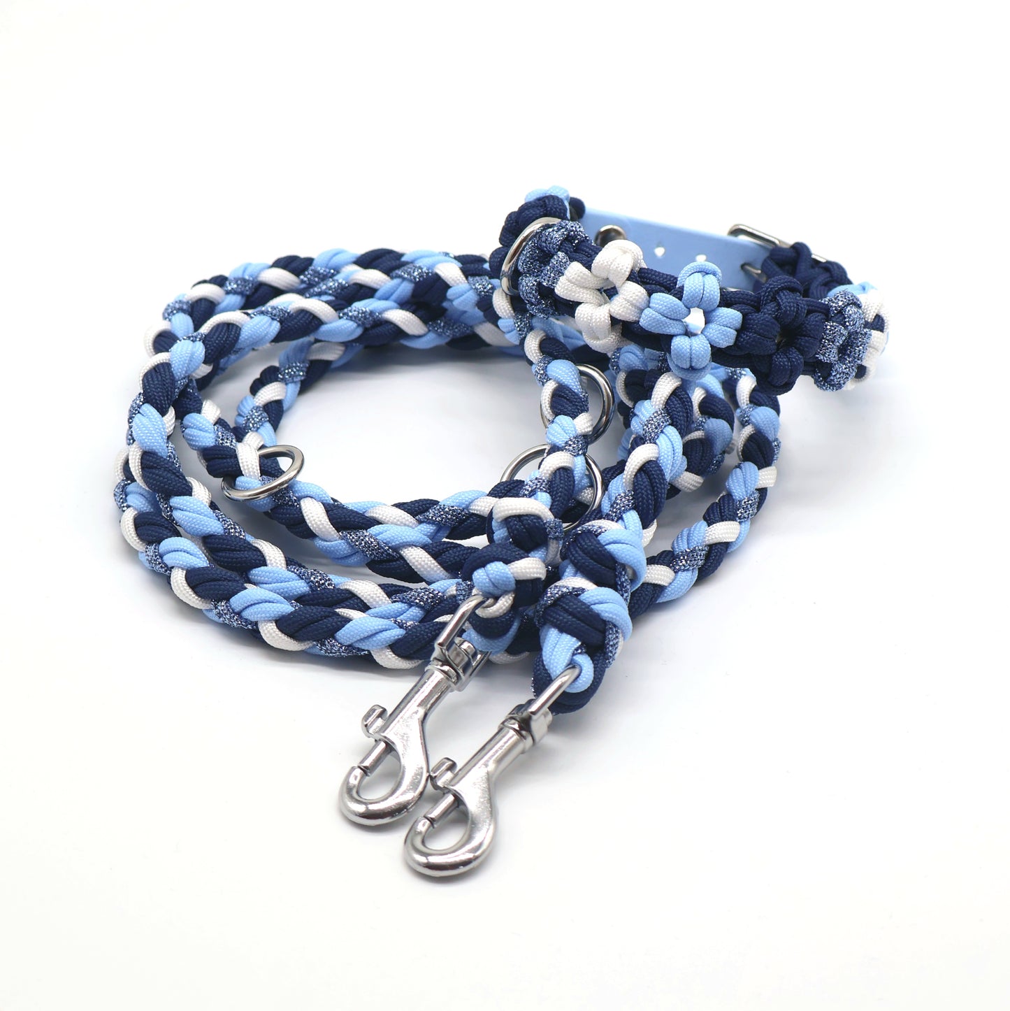 Mini Blumen Halsband *Polarblau & Galaxyblau & Weiß & Eisblau Glitzer*