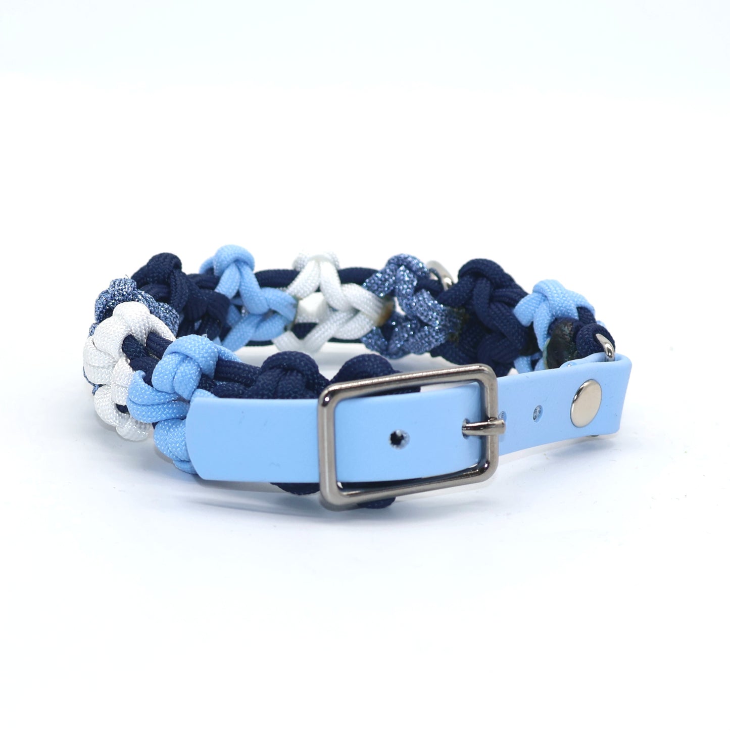 Mini Blumen Halsband *Polarblau & Galaxyblau & Weiß & Eisblau Glitzer*