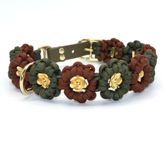 Blumen Halsband *Oliv & Schokolade*
