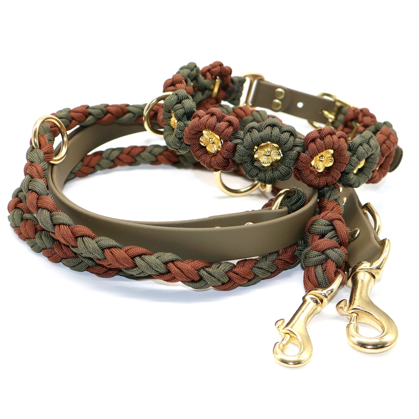 Paracord x Biothane Leine *Oliv & Schokolade*