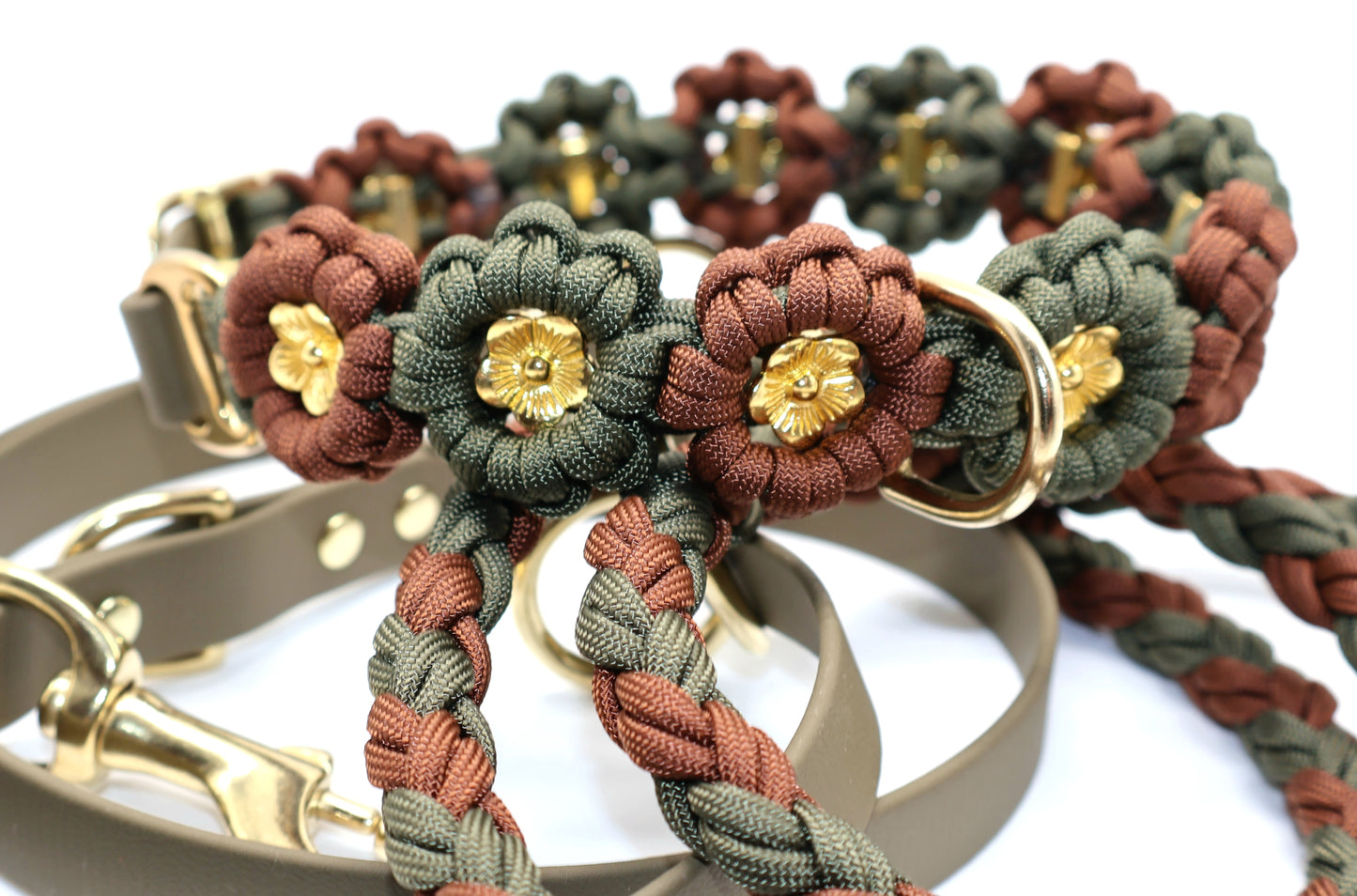 Blumen Halsband *Oliv & Schokolade*