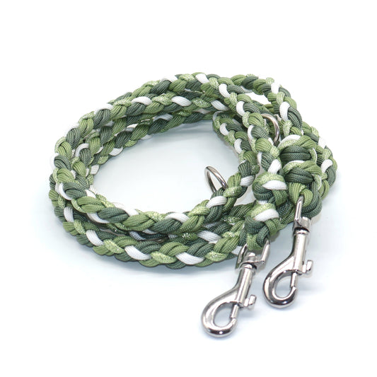 Handgeflochene Paracordleine *Foggy & Weiß  & Guacamole Glitzer*