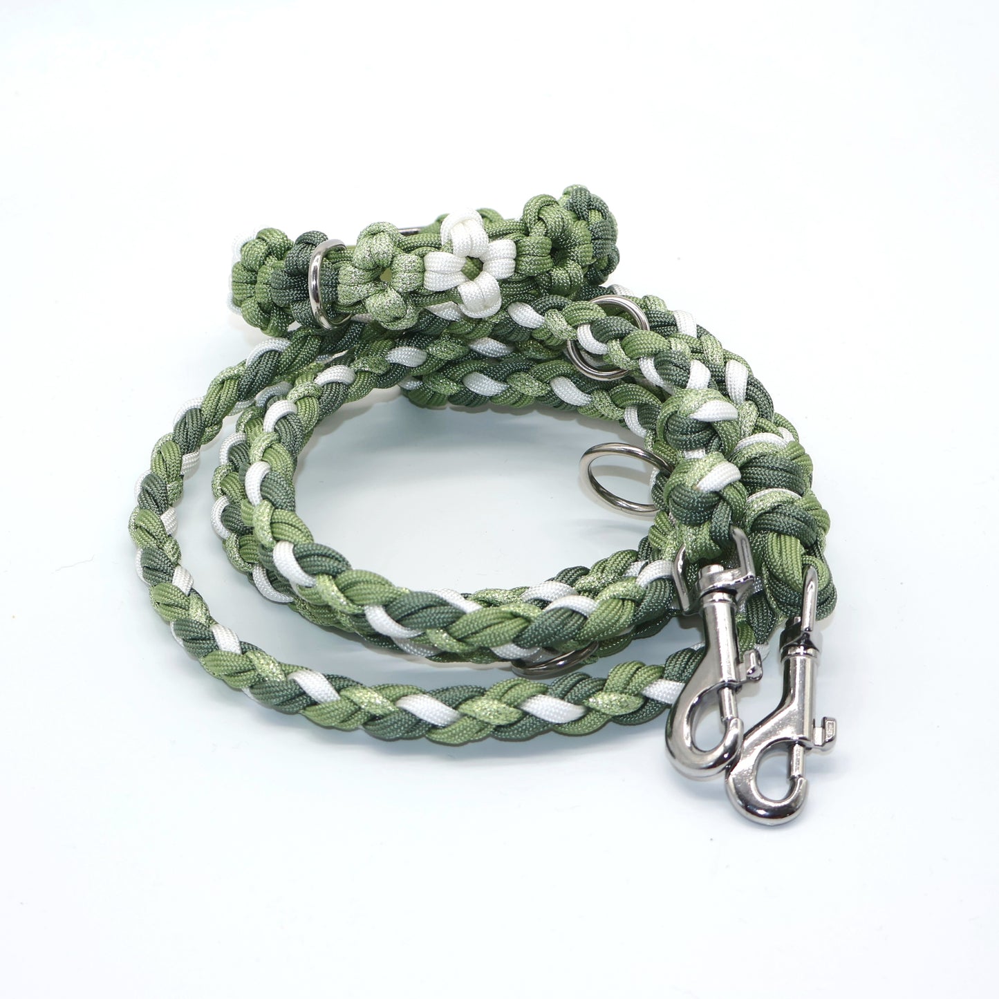 Mini Blumen Halsband *Foggy & Weiß & Guacamole Glitzer*