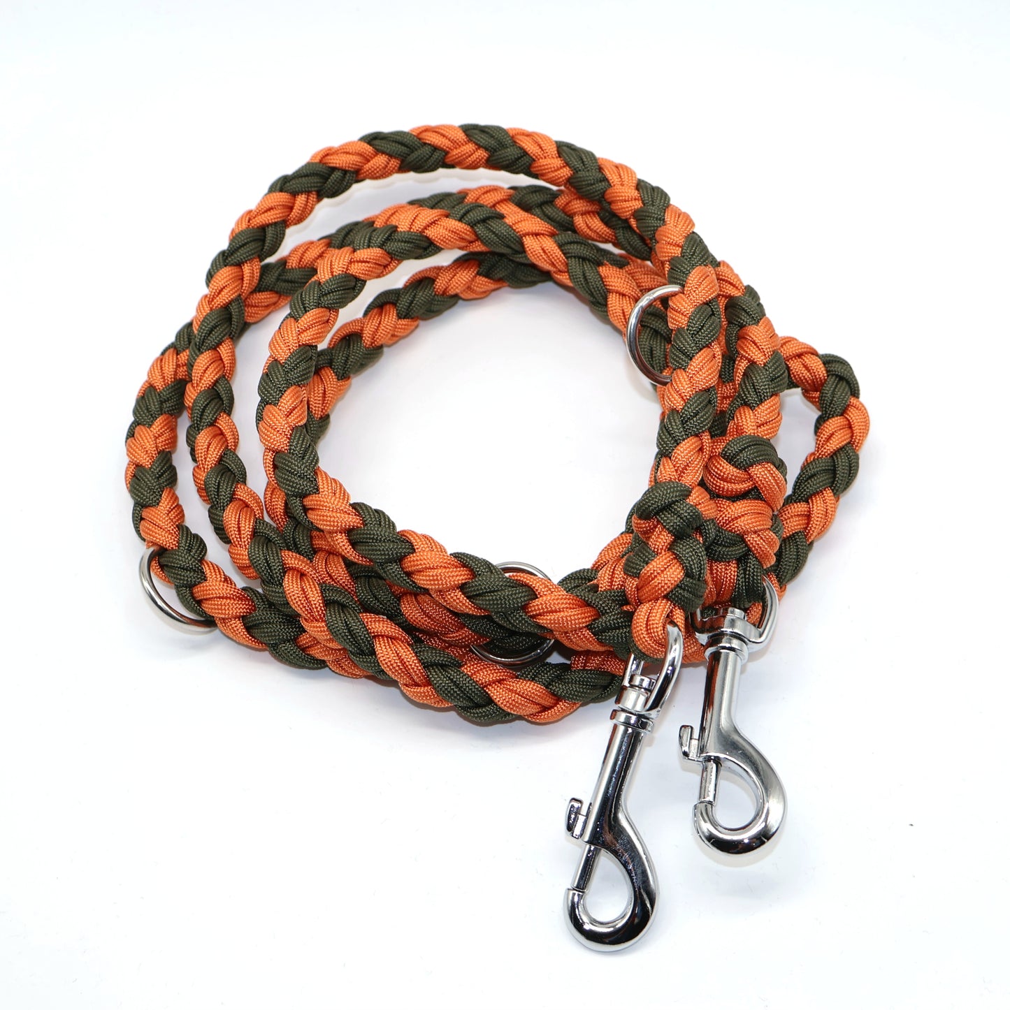 Handgeflochene Paracordleine *Oliv & Orange*