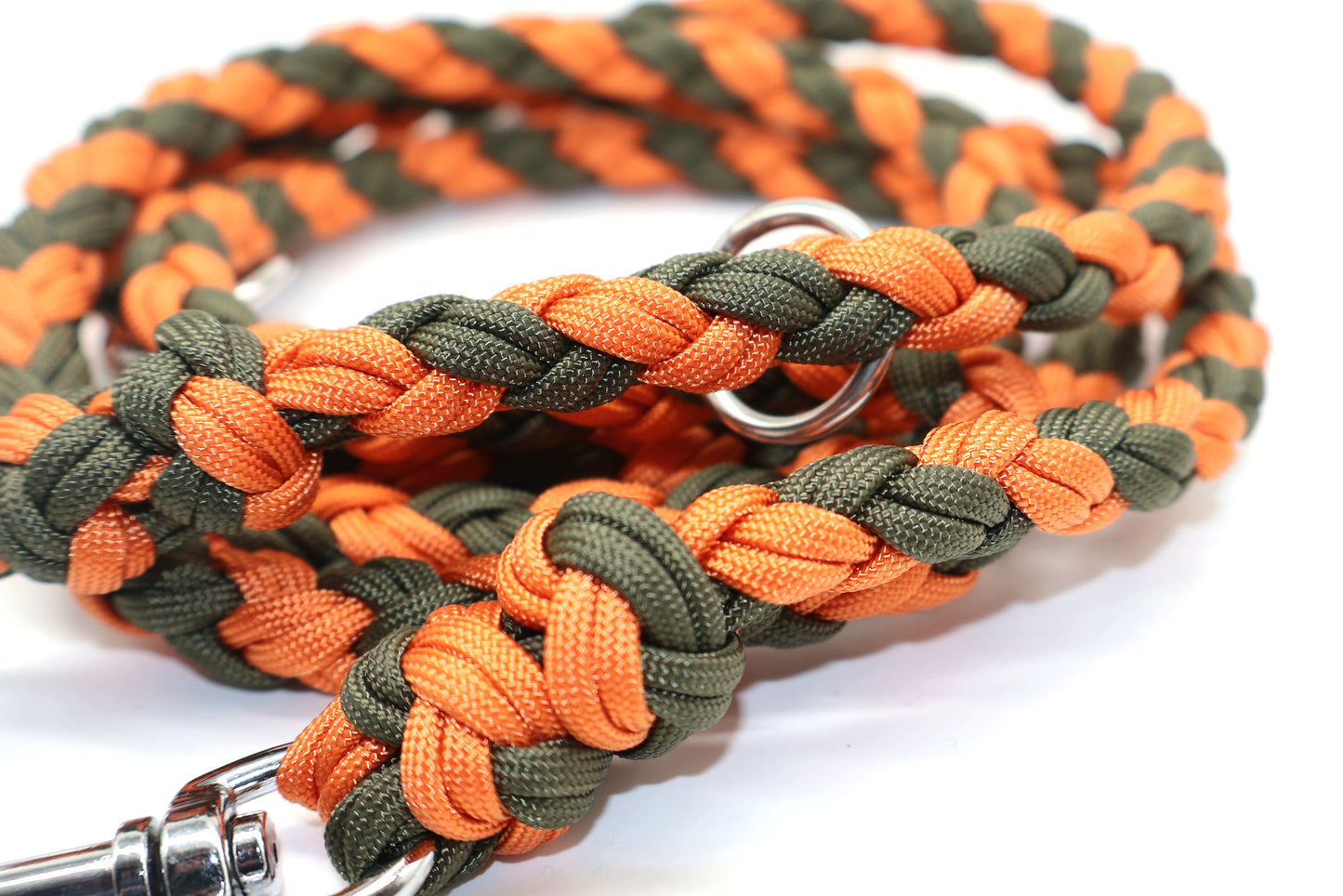 Handgeflochene Paracordleine *Oliv & Orange*