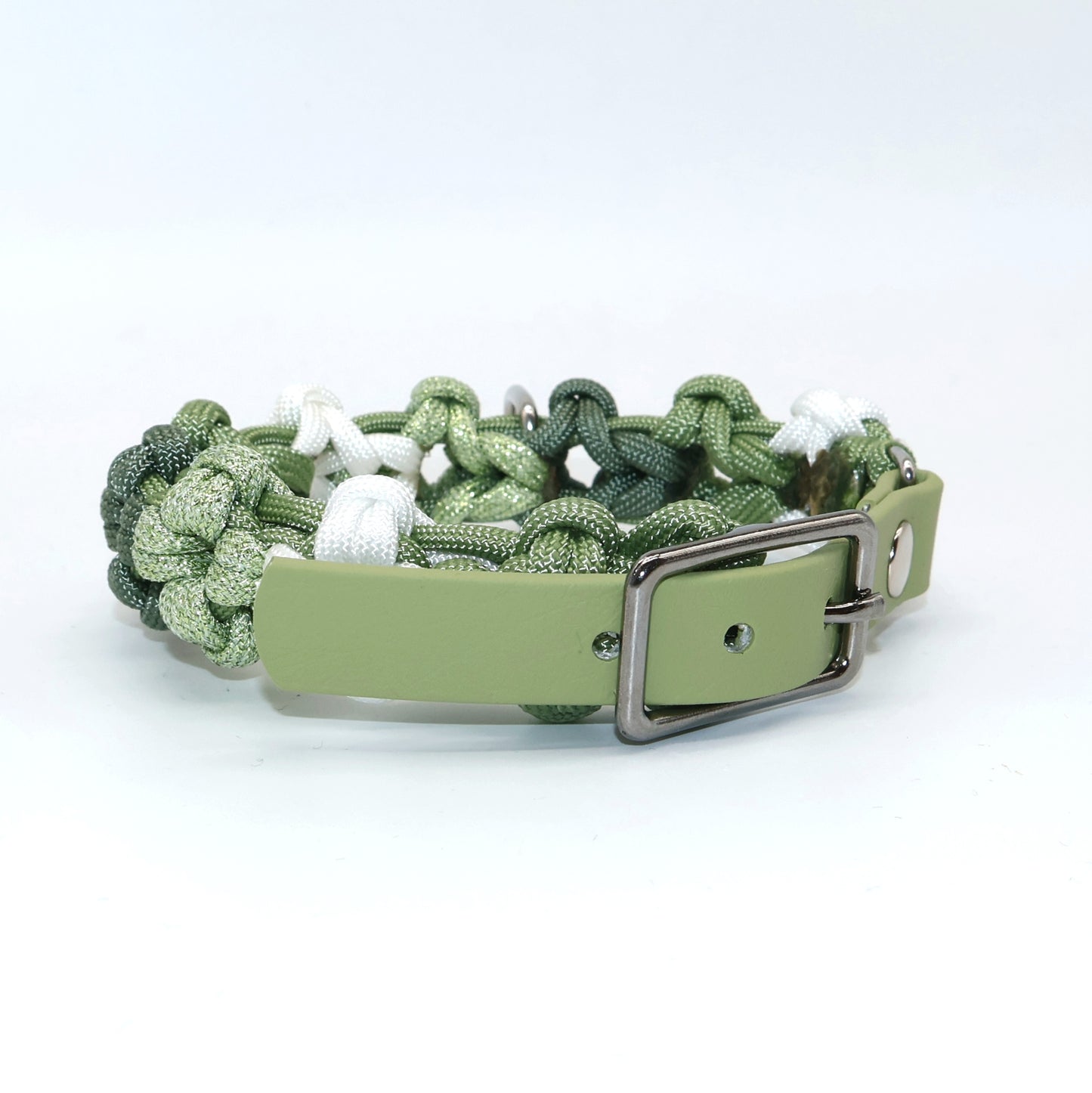 Mini Blumen Halsband *Foggy & Weiß & Guacamole Glitzer*