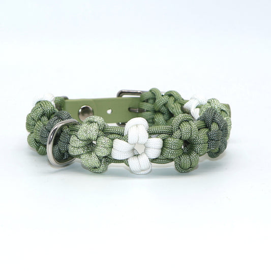 Mini Blumen Halsband *Foggy & Weiß & Guacamole Glitzer*