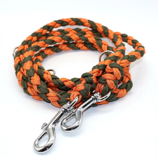 Handgeflochene Paracordleine *Oliv & Orange*