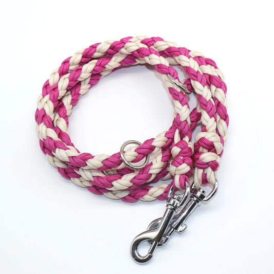 Handgeflochene Paracordleine *Passion Pink & Creme*