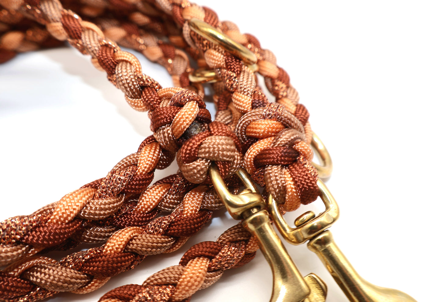 Mini Blumen Halsband mit passender 2,2m dünner Paracord Leine *Hellbraun*