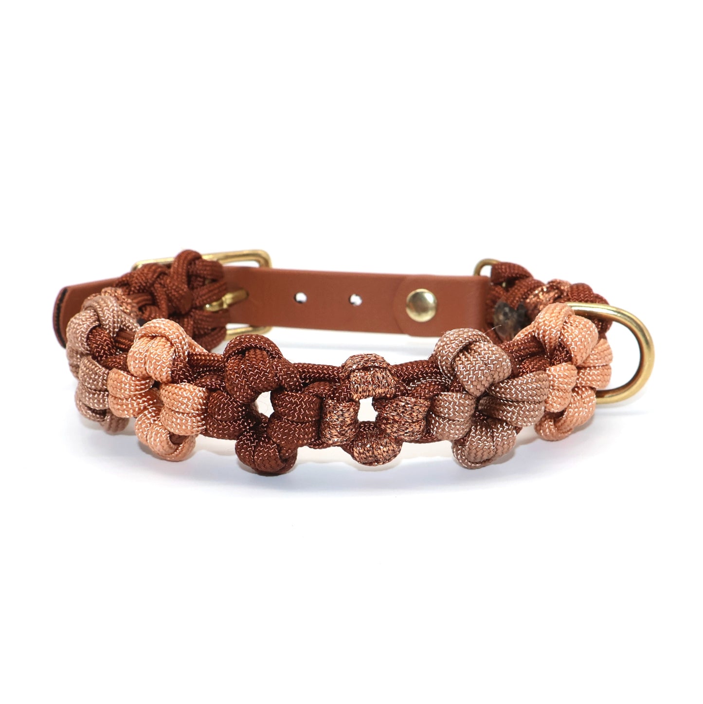 Mini Blumen Halsband mit passender 2,2m dünner Paracord Leine *Hellbraun*