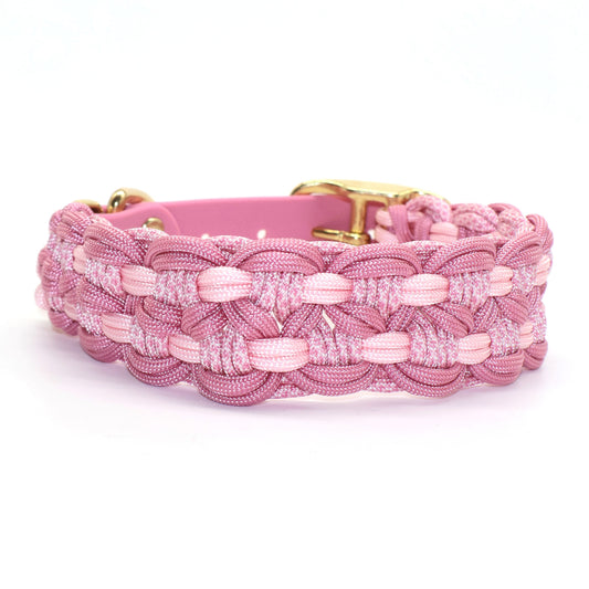 Paracord Halsband Breit geflochten *Lavender Rosa & Hellrosa*