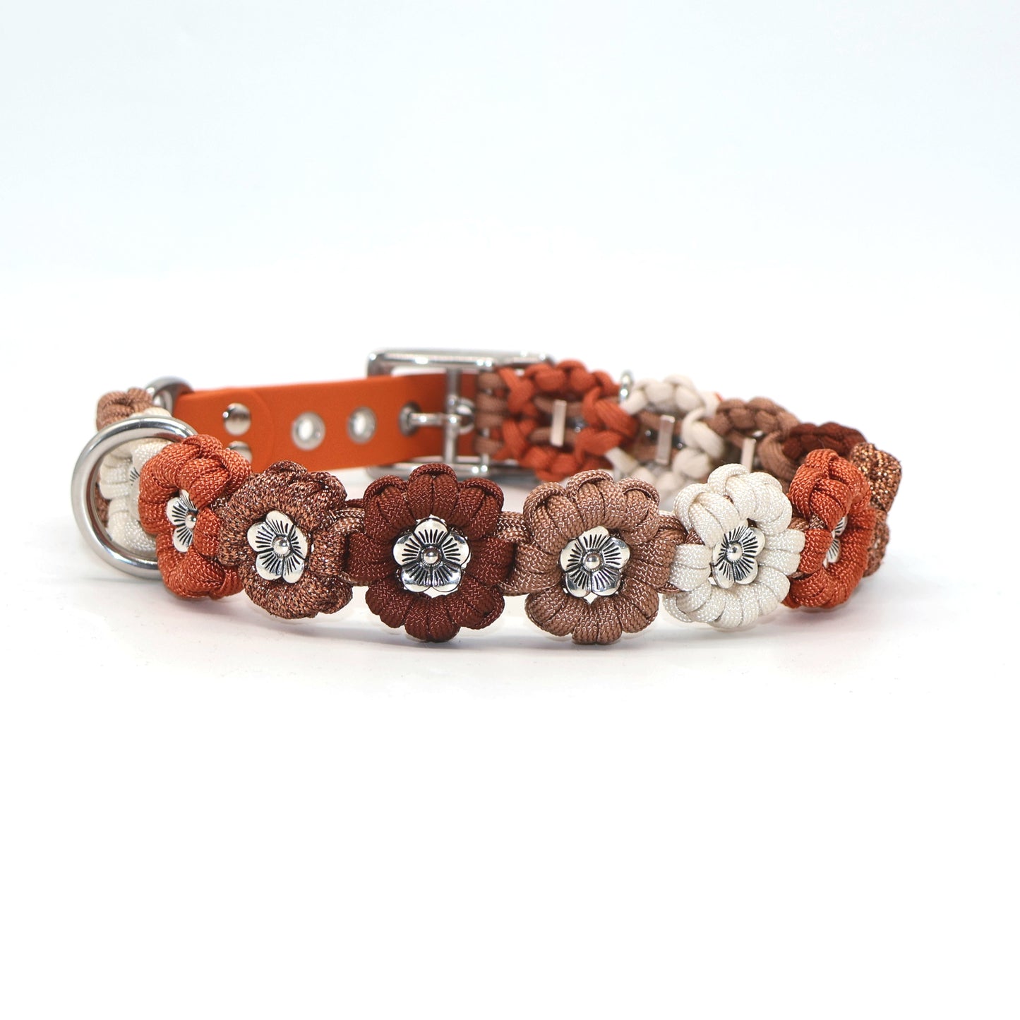 Blumen Halsband *Squirrel & Creme & Bronze & Rost & Glitzer*