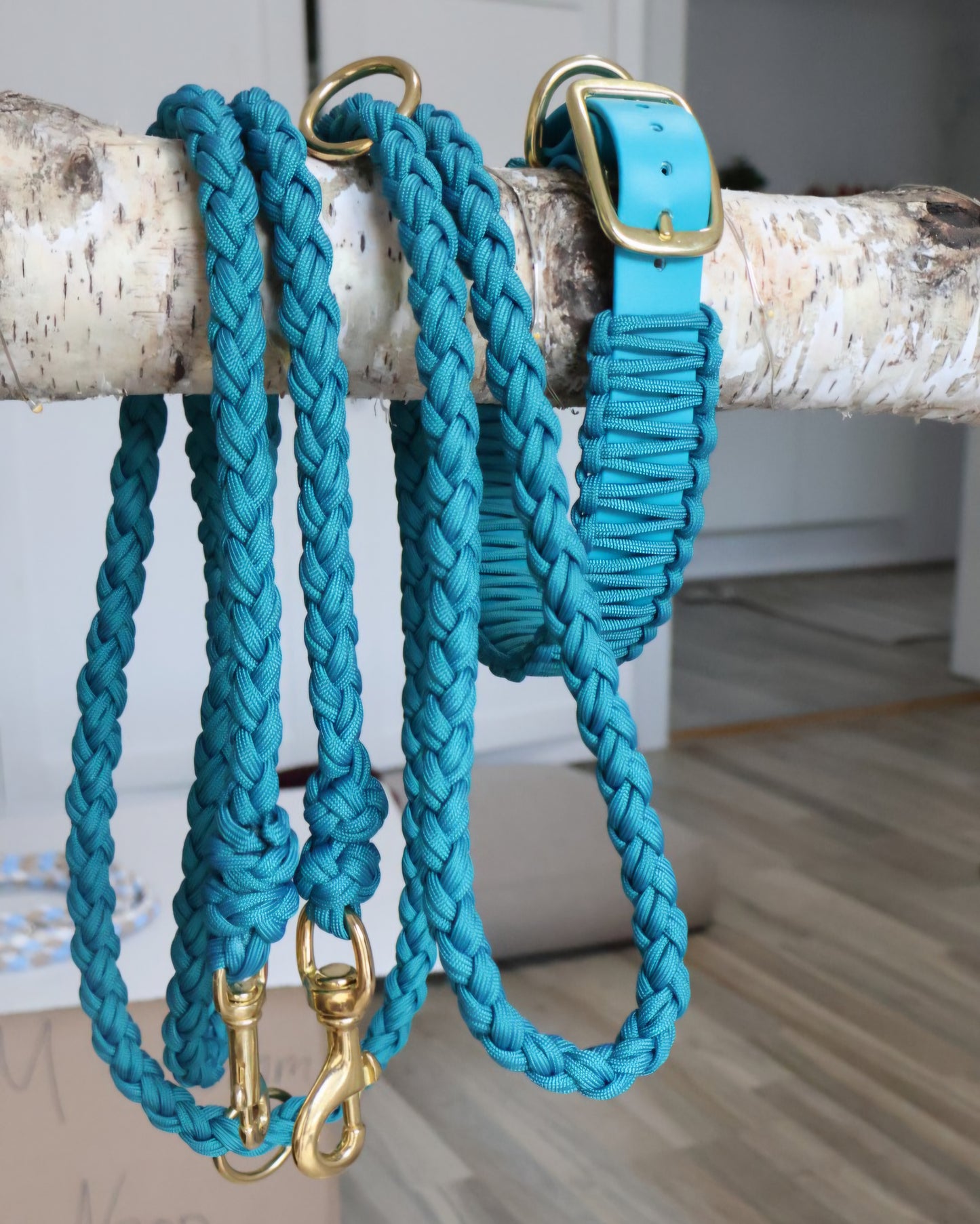 Handgeflochtene Paracord Leine *Petrol*