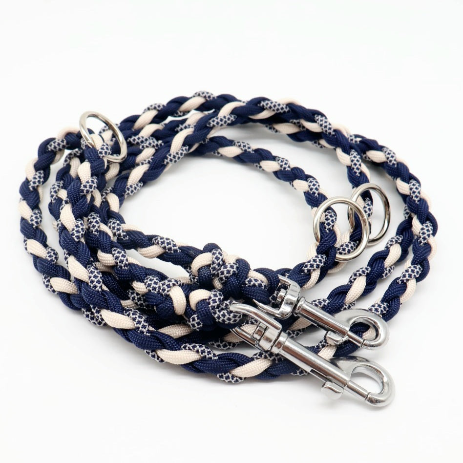 1,9m dünne Paracord Leine für Hunde bis 10kg *Midnight & Creme*
