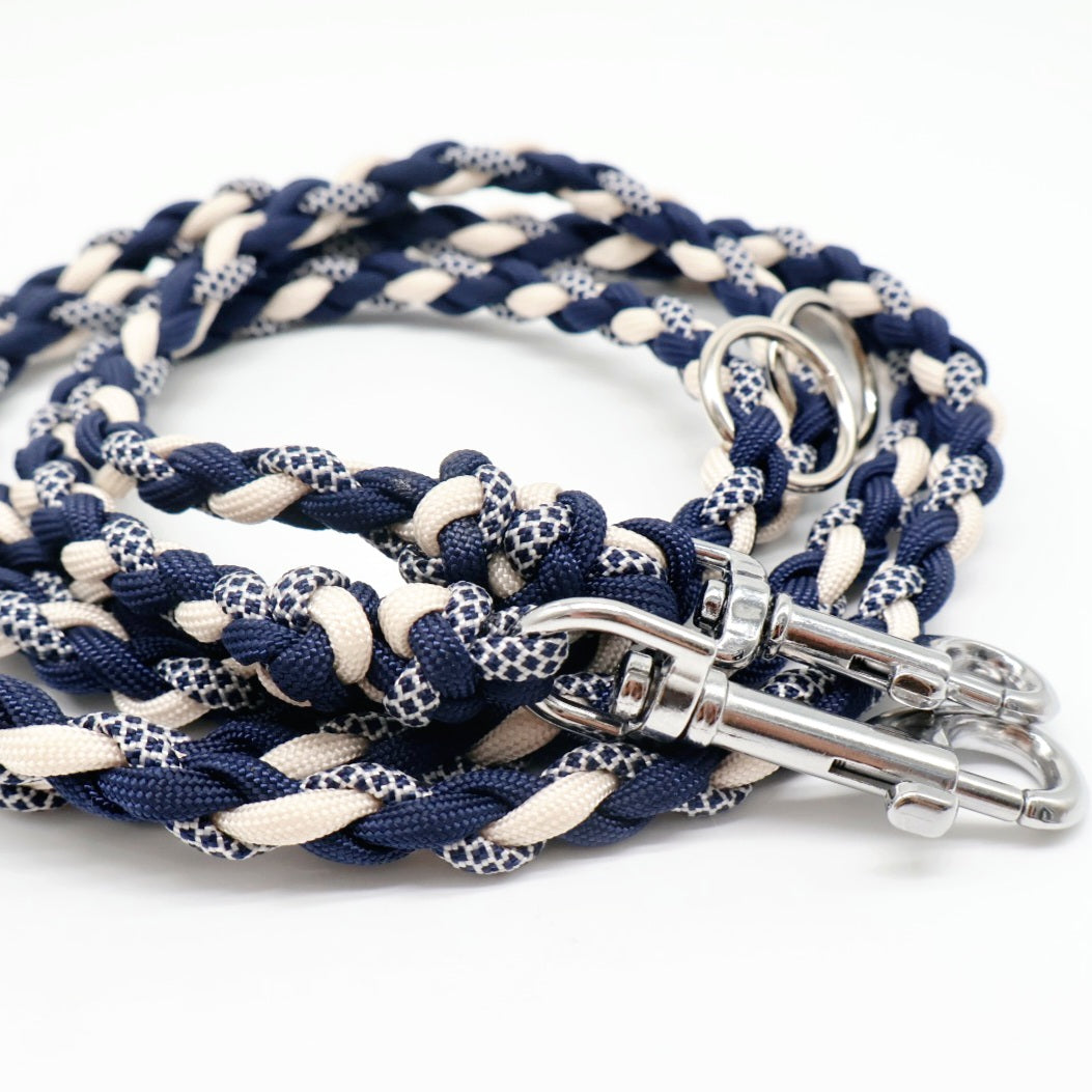 1,9m dünne Paracord Leine für Hunde bis 10kg *Midnight & Creme*