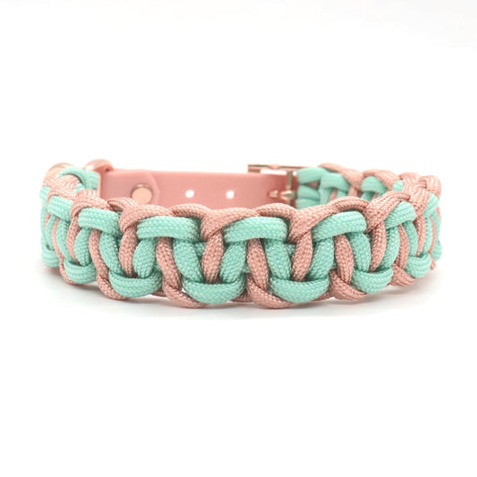 Paracord Halsband Mini geflochten *Mint & Rosé*
