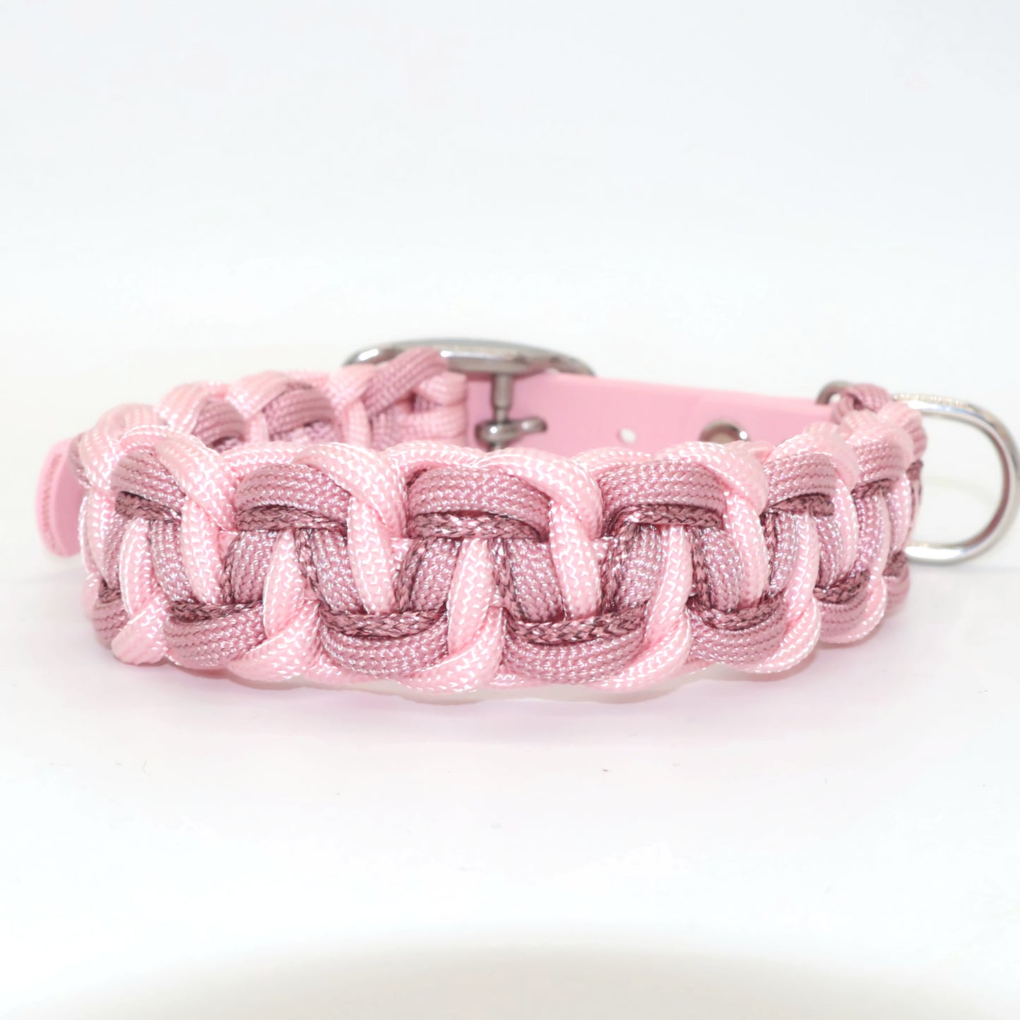 Paracord Halsband geflochten *Rouge & Altrosa & Rosa Glitzer*