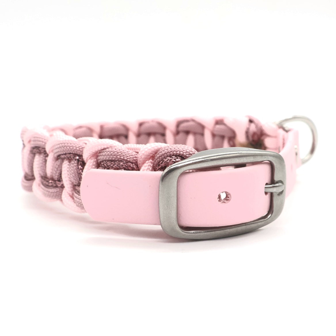 Paracord Halsband geflochten *Rouge & Altrosa & Rosa Glitzer*