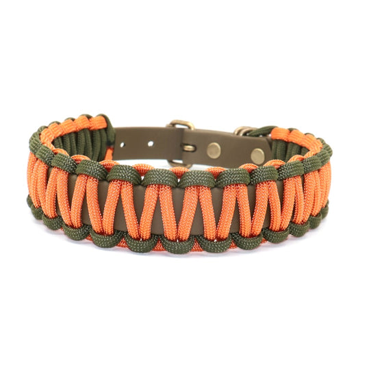 Halsband Biothane & Paracord *Orange & Oliv*