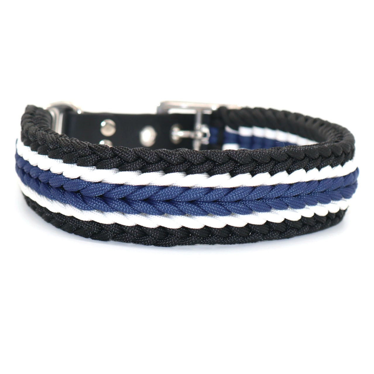Paracord Halsband Breit geflochten *Schwarz & Galaxyblau & Weiß*