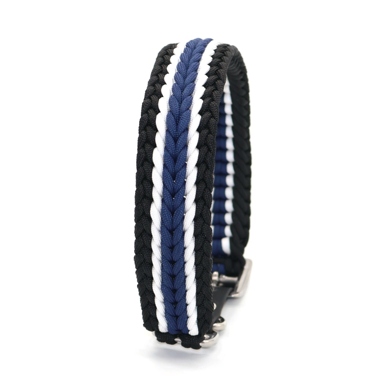 Paracord Halsband Breit geflochten *Schwarz & Galaxyblau & Weiß*