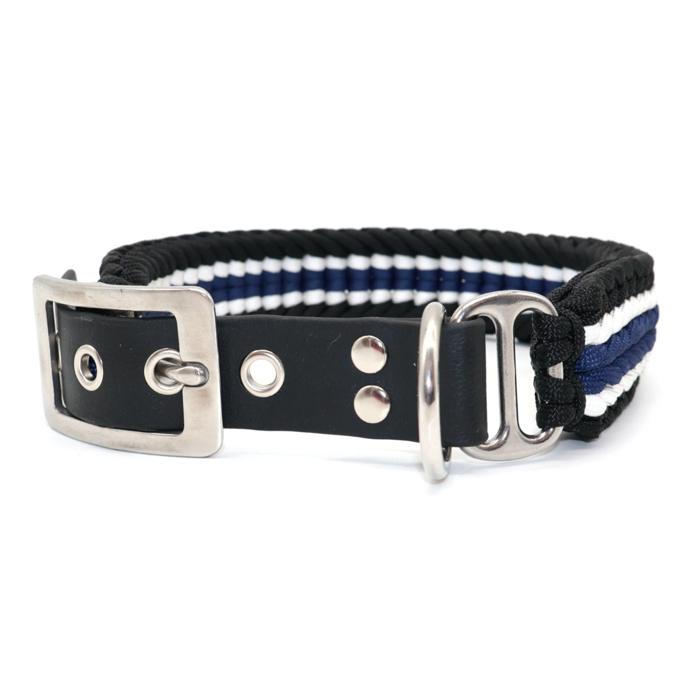 Paracord Halsband Breit geflochten *Schwarz & Galaxyblau & Weiß*