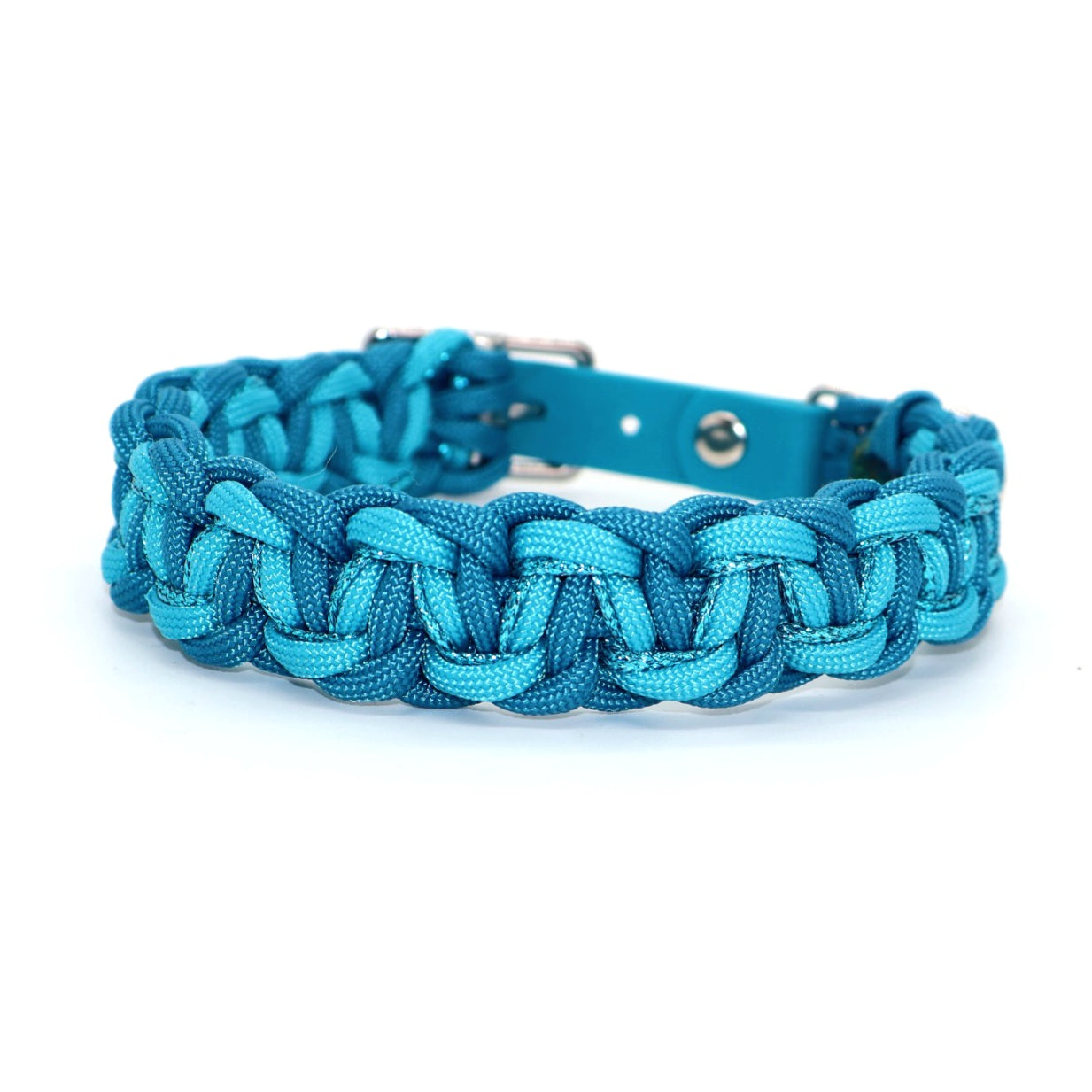 Paracord Halsband geflochten *Türkis & Karibikblau & Glitzer*