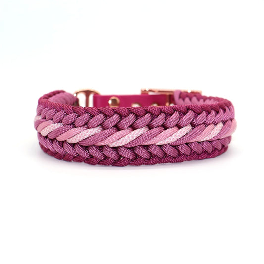 Paracord Halsband Breit geflochten *Wildbeere & Lavender Rosa*