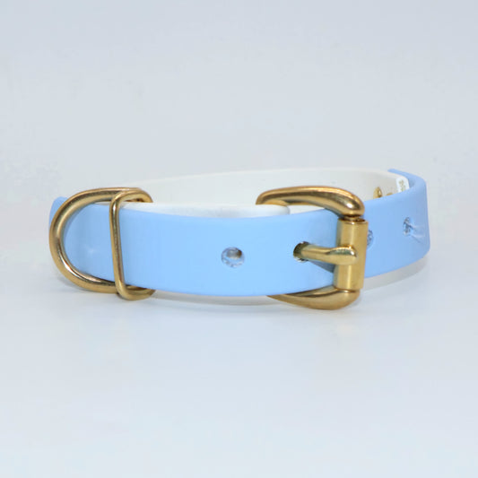 23-27cm & 1,6cm breites Halsband Biothane *Weiß & Polarblau*