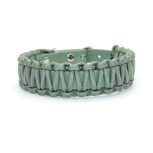 29-33,5cm & 2,6cm breites Halsband Biothane & Paracord *Foggy Grün*