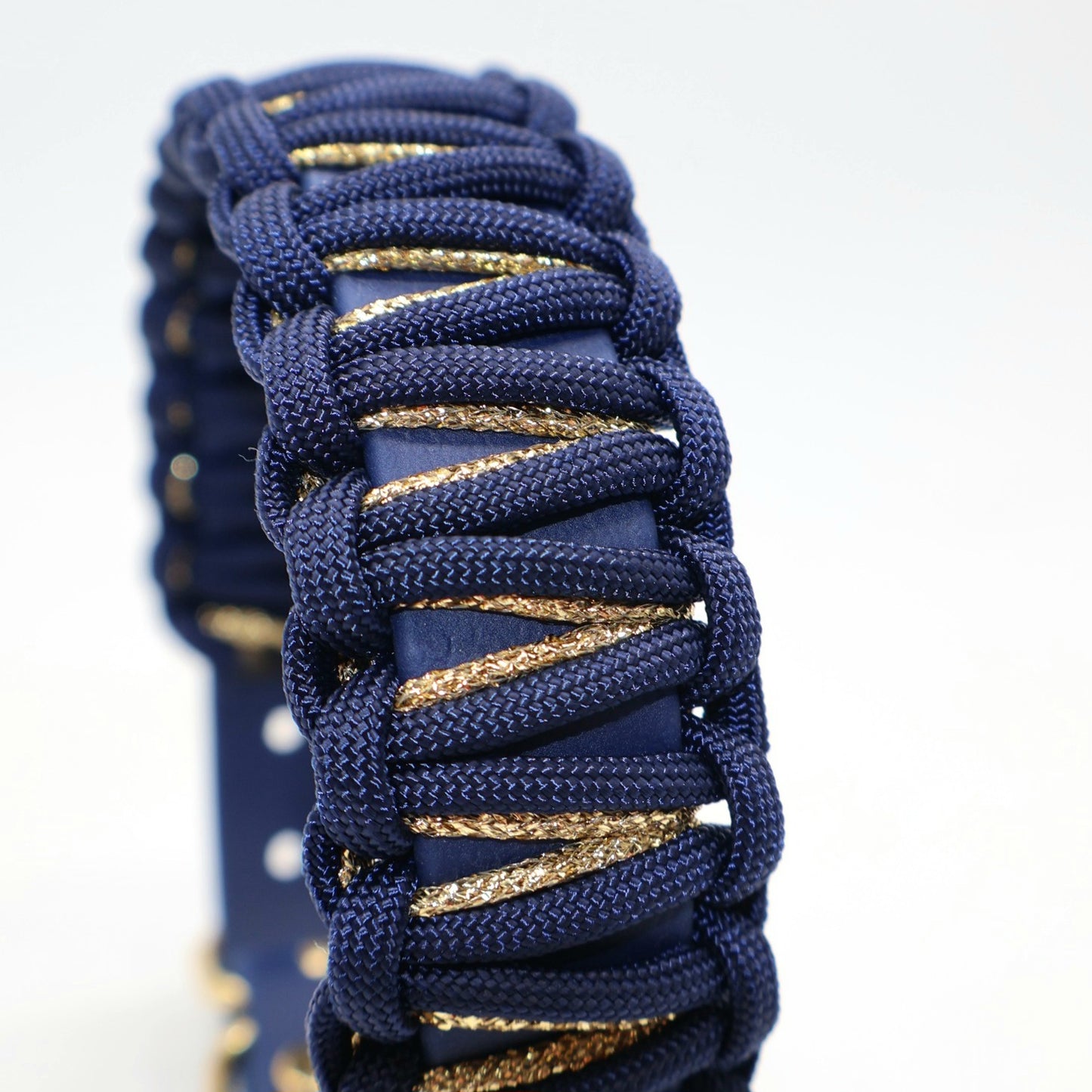 32-38cm & 3,2cm breites Halsband Biothane & Paracord *Mitternachtsblau & Gold Glitzer*
